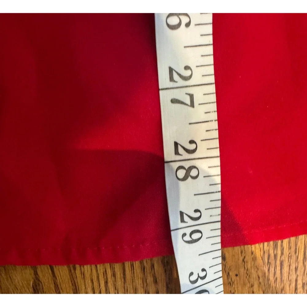 Michael Kors Women's Pleated Zip Front Roll Tab Red Blouse Size Medium